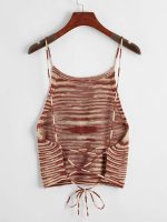SweatyRocks Women's Sleeveless Space Dye Knit Camisole Criss Cross Backless Crop Top - Image 2